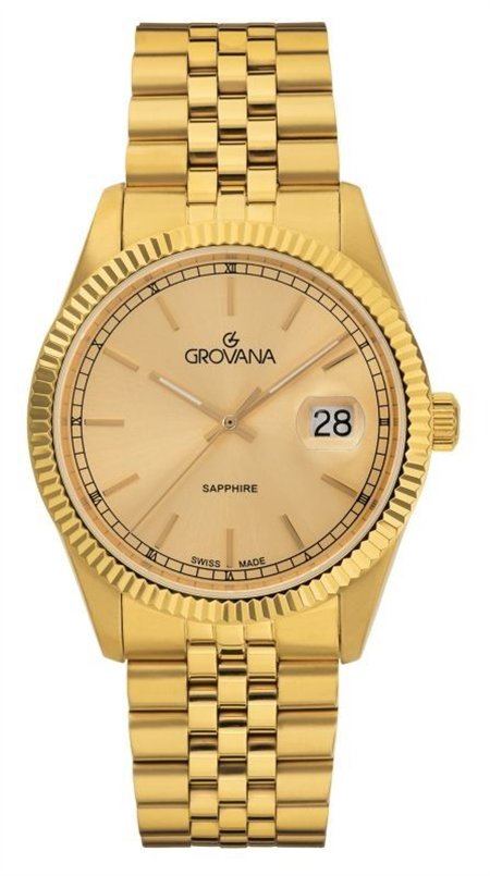 Grovana Kensington Royal Gold Tone Stainless Steel Champagne Dial Quartz 1542.1111 Men's Watch