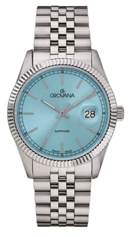 Grovana Kensington Royal Stainless Steel Ice Blue Dial Quartz 1542.1131 Men's Watch