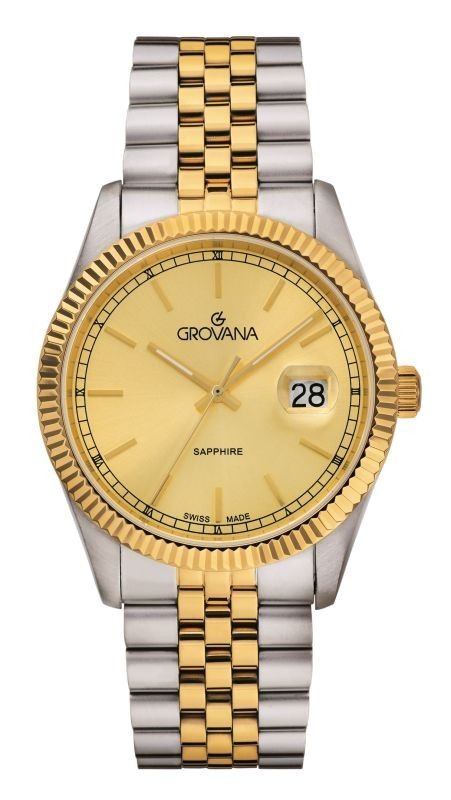Grovana Kensington Royal Two Tone Stainless Steel Champagne Dial Quartz 1542.1141 Men's Watch