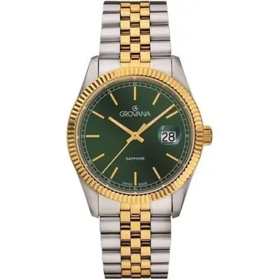 Grovana Kensington Royal Two Tone Stainless Steel Green Dial Quartz 1542.1144 Men's Watch