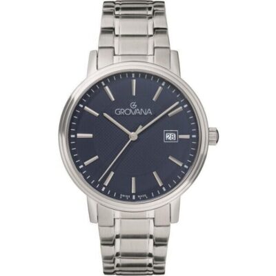 Grovana Kensington Traditional Stainless Steel Blue Dial Quartz 1550.1136 Men's Watch