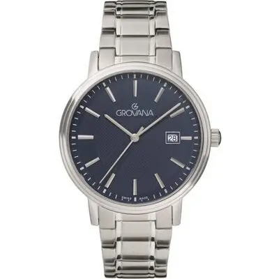 Grovana Kensington Traditional Stainless Steel Blue Dial Quartz 1550.1136 Men's Watch
