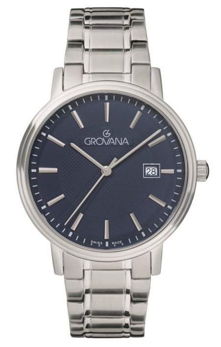 Grovana Kensington Traditional Stainless Steel Blue Dial Quartz 1550.1136 Men's Watch
