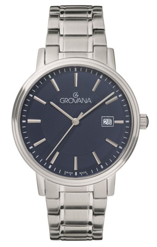 Grovana Kensington Traditional Stainless Steel Blue Dial Quartz 1550.1136 Men's Watch