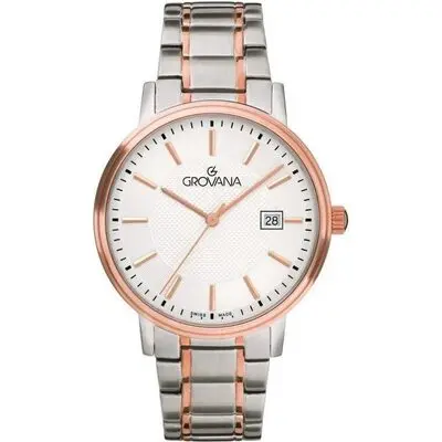 Grovana Kensington Traditional Two Tone Stainless Steel Silver Dial Quartz 1550.1159 Men's Watch
