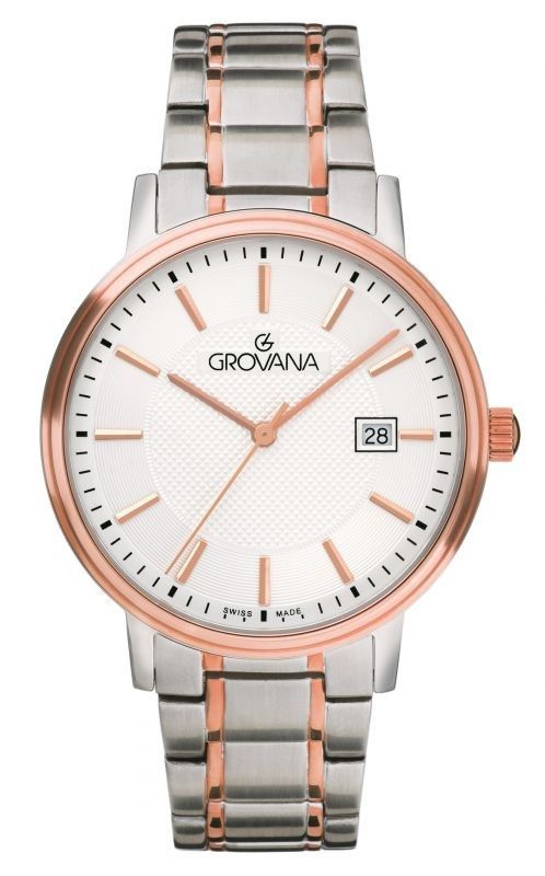 Grovana Kensington Traditional Two Tone Stainless Steel Silver Dial Quartz 1550.1159 Men's Watch