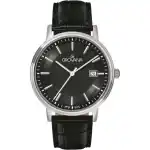 Grovana Kensington Traditional Leather Strap Black Dial Quartz 1550.1534 Men's Watch