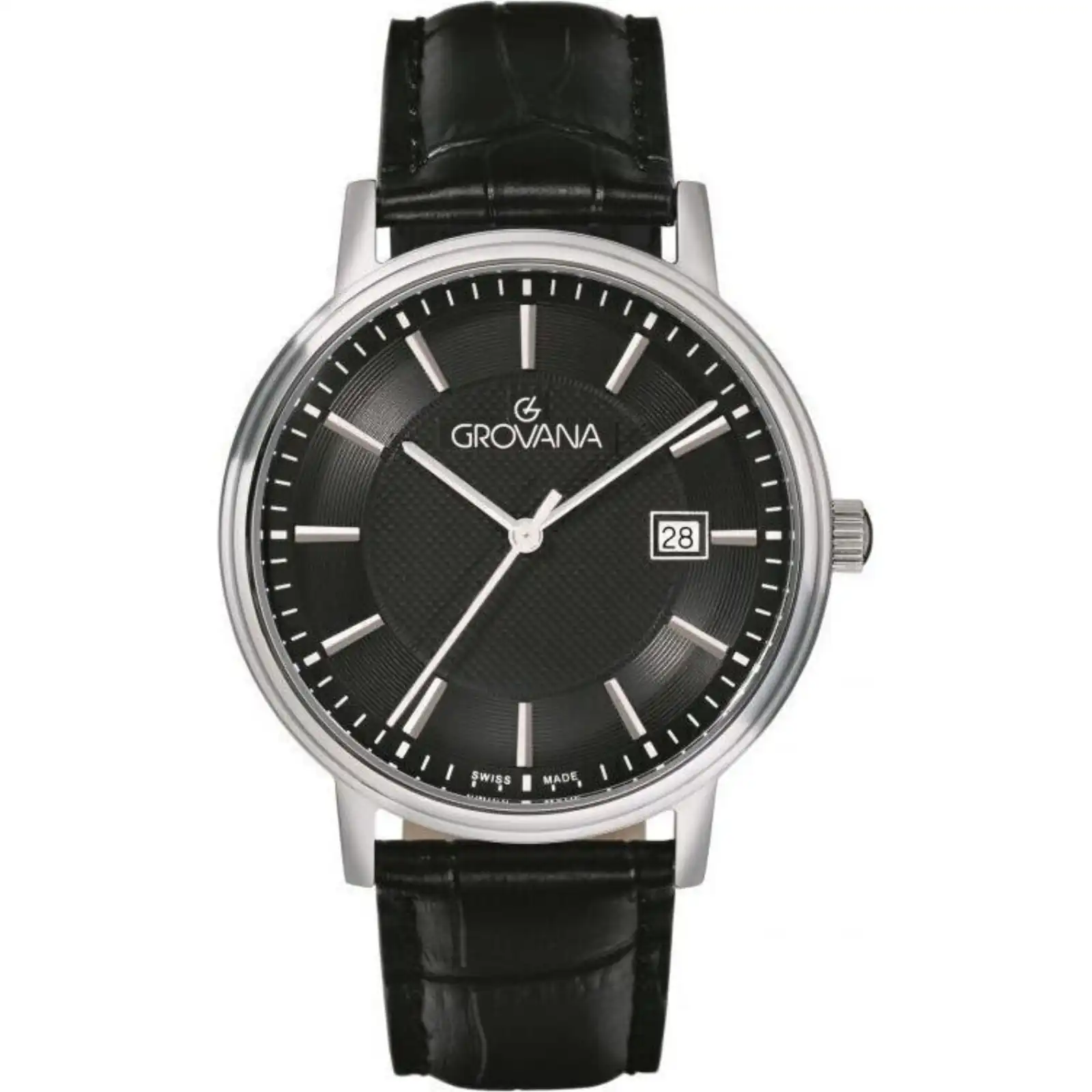 Grovana Kensington Traditional Leather Strap Black Dial Quartz 1550.1534 Men's Watch Grovana Kensington Traditional Leather Strap Black Dial Quartz 1550.1534 Men's Watch