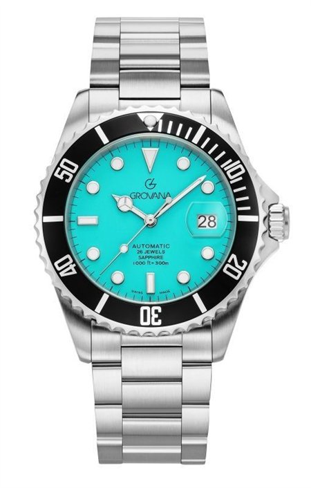 Grovana Key West Stainless Steel Ice Blue Dial Automatic Diver's 1571.2131 300M Men's Watch