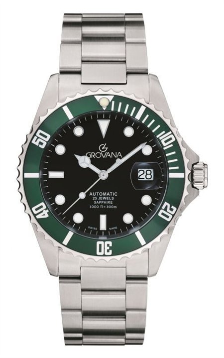 Grovana Key West Stainless Steel Black Dial Automatic Diver's 1571.2134 300M Men's Watch