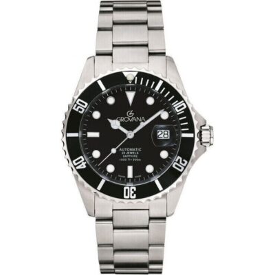 Grovana Key West Stainless Steel Black Dial Automatic Diver's 1571.2137 300M Men's Watch