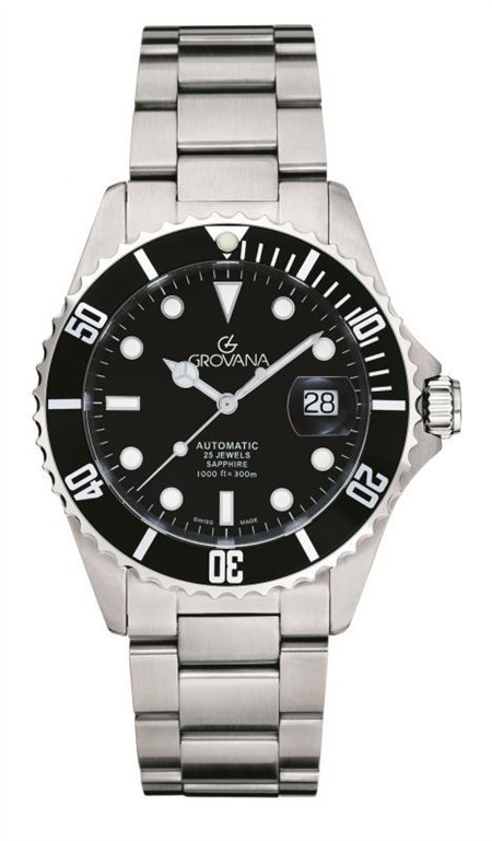 Grovana Key West Stainless Steel Black Dial Automatic Diver's 1571.2137 300M Men's Watch