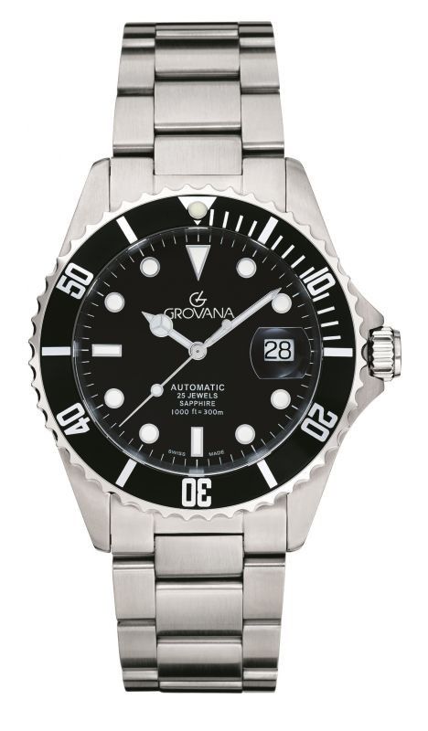 Grovana Key West Stainless Steel Black Dial Automatic Diver's 1571.2137 300M Men's Watch