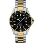 Grovana Key West Two Tone Stainless Steel Black Dial Automatic Diver's 1571.2147 300M Men's Watch