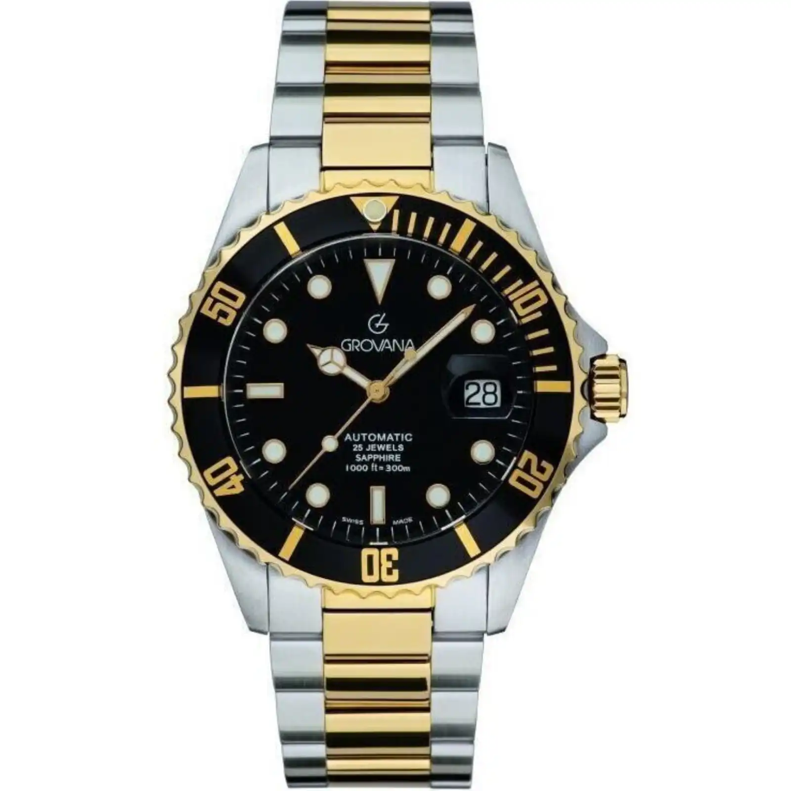 Grovana Key West Two Tone Stainless Steel Black Dial Automatic Diver's 1571.2147 300M Men's Watch Grovana Key West Two Tone Stainless Steel Black Dial Automatic Diver's 1571.2147 300M Men's Watch