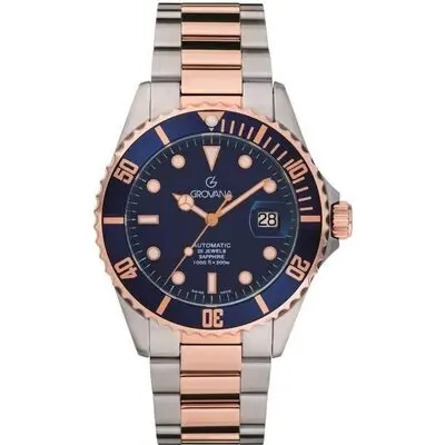 Grovana Key West Two Tone Stainless Steel Blue Dial Automatic Diver's 1571.2155 300M Men's Watch