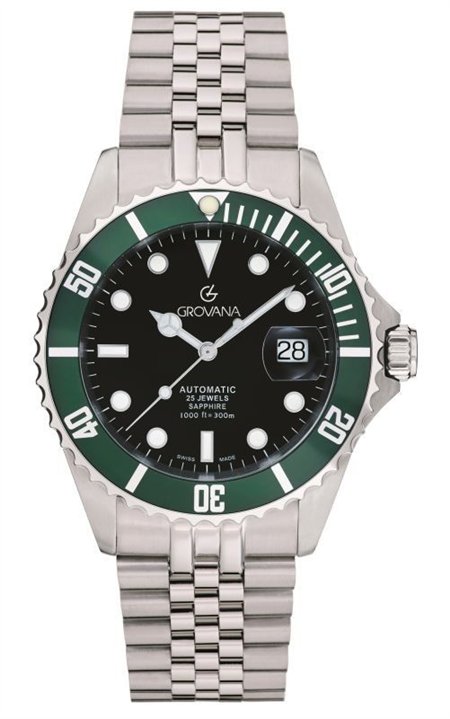 Grovana Key West Stainless Steel Black Dial Automatic Diver's 1571.2234 300M Men's Watch