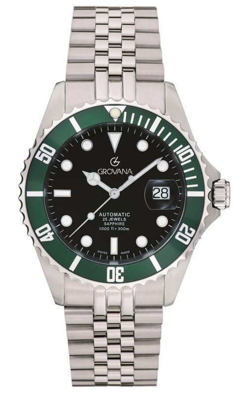 Grovana Key West Stainless Steel Black Dial Automatic Diver's 1571.2234 300M Men's Watch