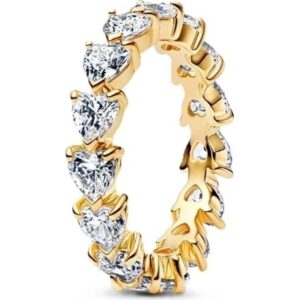 Pandora Jewelry Band Of Clear Hearts Ring (163103C01-52) Women JEWELRY