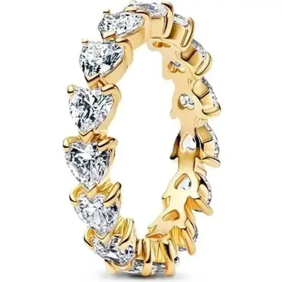 Pandora Jewelry Band Of Clear Hearts Ring (163103C01-52) Women JEWELRY