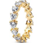 Pandora Jewelry Band Of Clear Hearts Ring (163103C01-54) Women JEWELRY