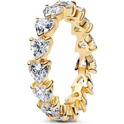 Pandora Jewelry Band Of Clear Hearts Ring (163103C01-54) Women JEWELRY