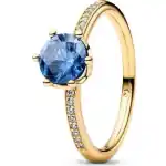 Pandora Jewelry Blue Sparkling Crown Solitaire Ring (168289C02-50) Women JEWELRY