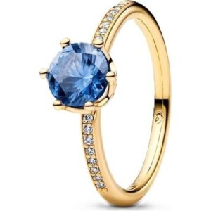 Pandora Jewelry Blue Sparkling Crown Solitaire Ring (168289C02-52) Women JEWELRY