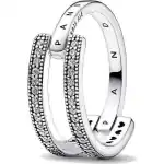 Pandora Jewels Signature Logo & Pave Double Band - Ring - Size 52 ***special Price*** (192779C01-52) Women JEWELRY