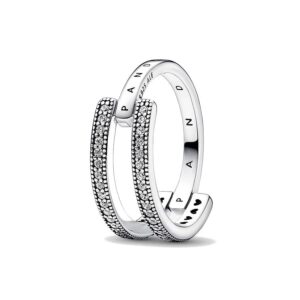Pandora Jewels Signature Logo & Pave Double Band - Ring - Size 52 ***special Price*** (192779C01-52) Women's JEWELRY