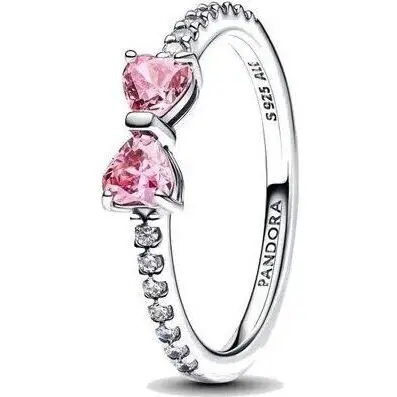 Pandora Sparkling Pink Bow Ring (193510C01-58) Women JEWELRY
