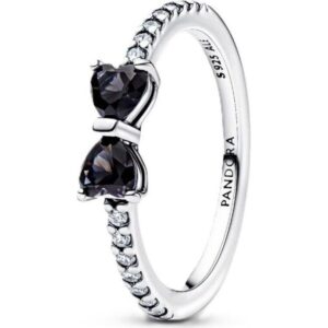 Pandora Jewelry Sparkling Black Bow Ring (193510C03-50) Women JEWELRY