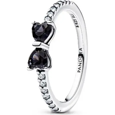 Pandora Jewelry Sparkling Black Bow Ring (193510C03-50) Women JEWELRY
