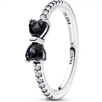 Pandora Jewelry Sparkling Black Bow Ring (193510C03-52) Women JEWELRY