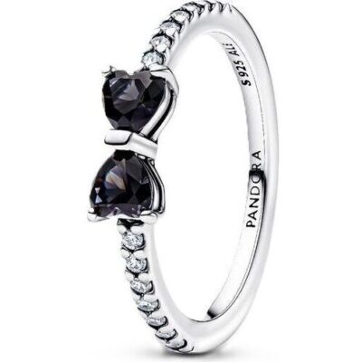 Pandora Jewelry Sparkling Black Bow Ring (193510C03-56) Women JEWELRY