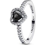 Pandora Jewelry Elevated Black Heart Ring (198421C04-54) Women JEWELRY