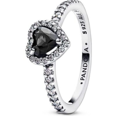 Pandora Jewelry Elevated Black Heart Ring (198421C04-54) Women JEWELRY