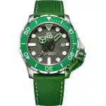 M2Z Diver 200 Sapphire Glass Green Strap Grey Dial Automatic Diver's 200-001B 200M Men's Watch