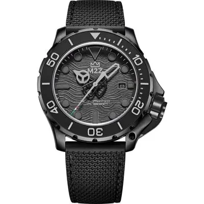 M2Z Diver 200 Sapphire Glass Black Strap Black Dial Automatic Diver's 200-009 200M Men's Watch