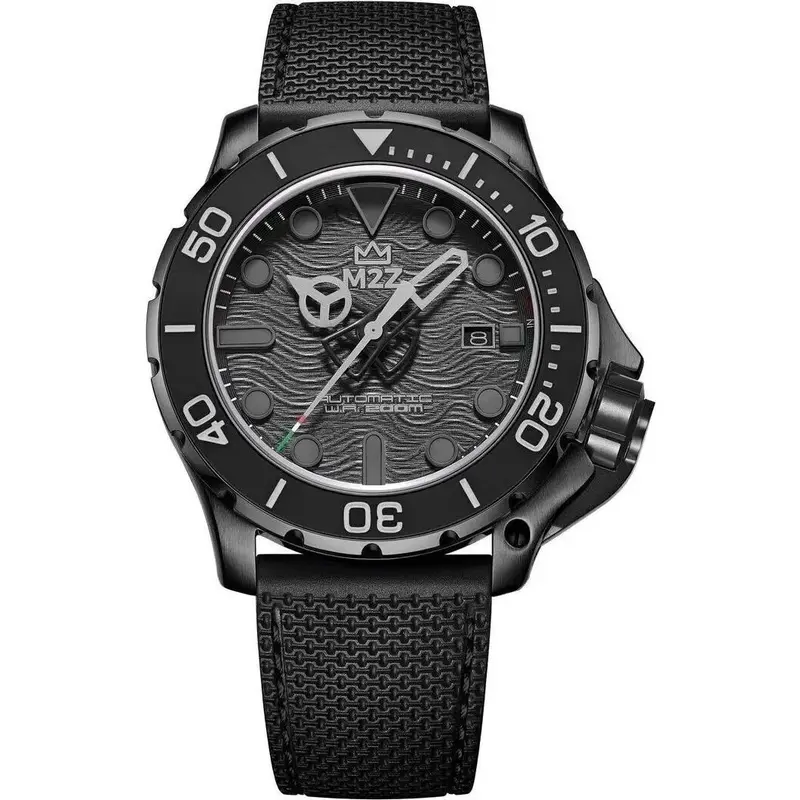 M2Z Diver 200 Sapphire Glass Black Strap Black Dial Automatic Diver's 200-009 200M Men's Watch
