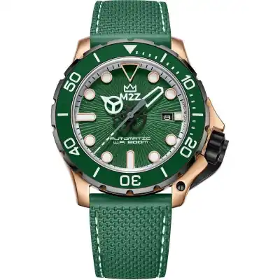 M2Z Diver 200 Sapphire Glass Green Strap Green Dial Automatic Diver's 200-010 200M Men's Watch