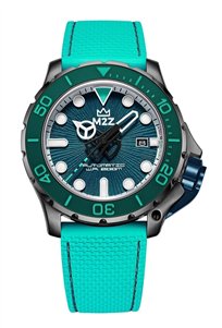 M2Z Diver 200 Sapphire Glass Grey Green Strap Green Dial Automatic Diver's 200-011 200M Men's Watch