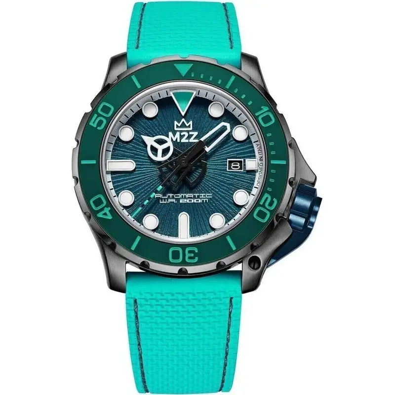 M2Z Diver 200 Sapphire Glass Grey Green Strap Green Dial Automatic Diver's 200-011 200M Men's Watch