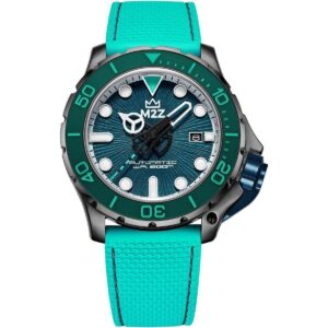 M2Z Diver 200 Sapphire Glass Grey Green Strap Green Dial Automatic Diver's 200-011 200M Men's Watch