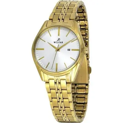 Westar Profile Gold Tone Stainless Steel White Dial Quartz 40210GPN107 Women's Watch