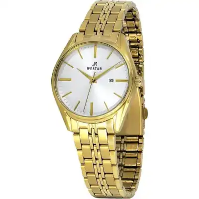 Westar Profile Gold Tone Stainless Steel White Dial Quartz 40210GPN107 Women's Watch