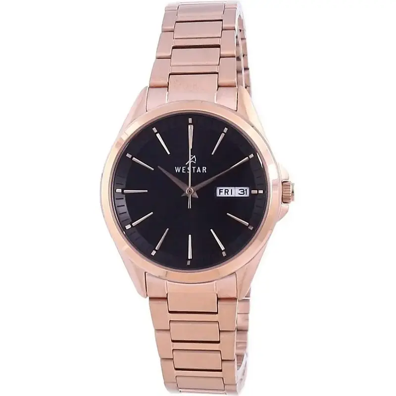Westar Black Dial Rose Gold Tone Stainless Steel Quartz 40212 PPN 603 Women's Watch