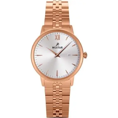 Westar Profile Rose Gold Tone Stainless Steel Silver Dial Quartz 40215PPN607 Women's Watch