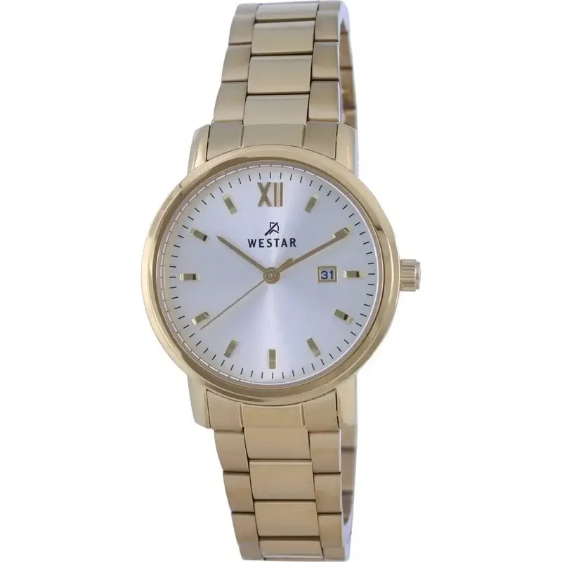Westar Silver Dial Gold Tone Stainless Steel Quartz 40245 GPN 102 Women's Watch