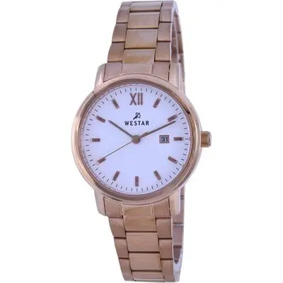 Westar White Dial Rose Gold Tone Stainless Steel Quartz 40245 PPN 601 Women's Watch